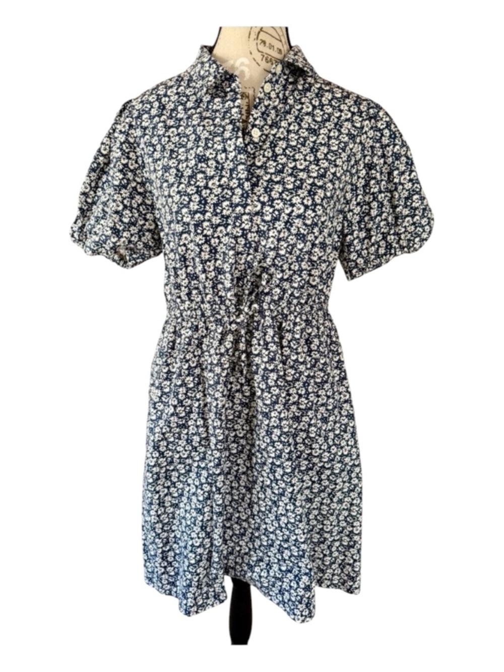J. Crew Factory Navy Floral Shirt Dress • Size 6 •  Pockets